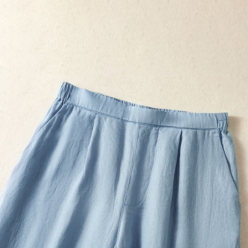 Buddha Stones Spring Summer Casual Minimalist Solid Capri Pants Women's Straight Leg Pants With Pockets - image 2