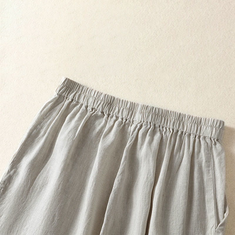 Buddha Stones Spring Summer Casual Minimalist Solid Capri Pants Women's Straight Leg Pants With Pockets - image 27