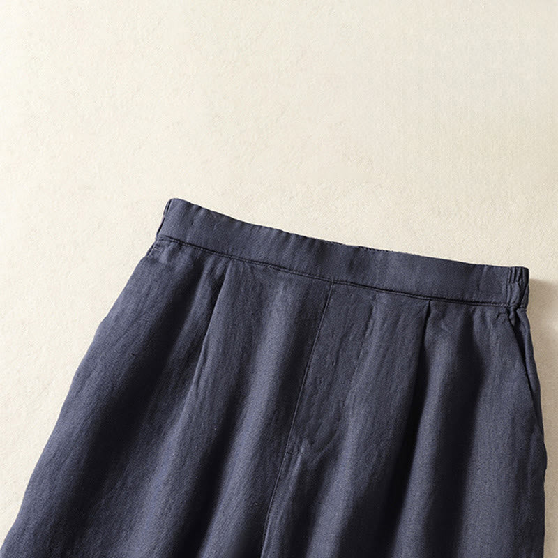 Buddha Stones Spring Summer Casual Minimalist Solid Capri Pants Women's Straight Leg Pants With Pockets - image 14