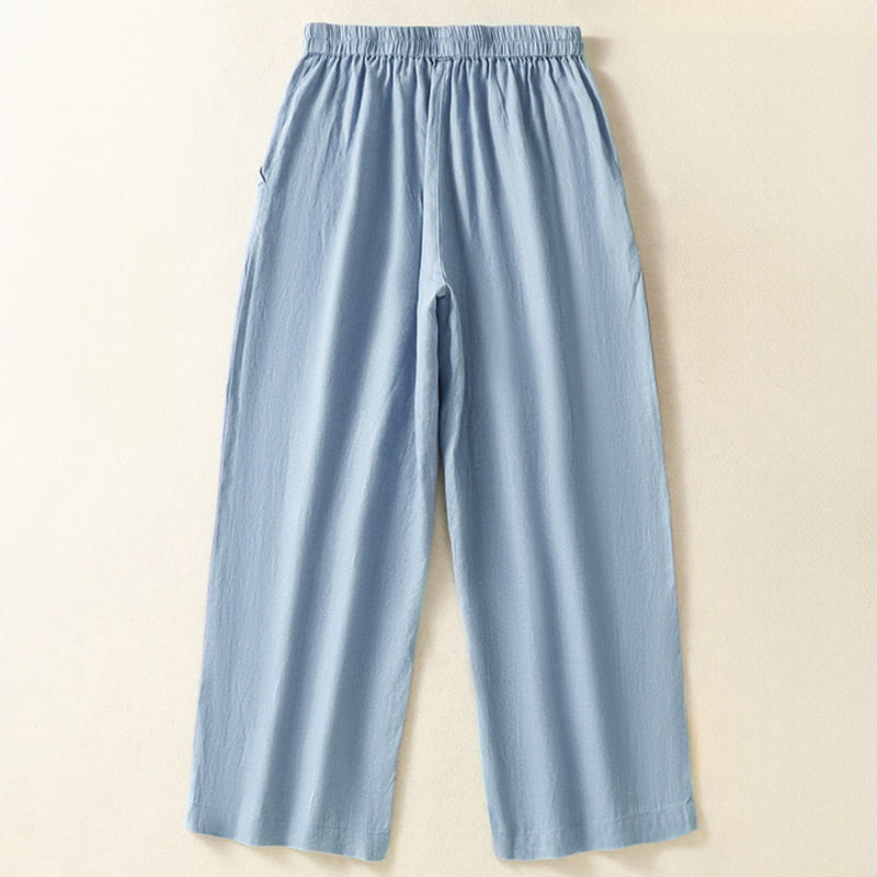 Buddha Stones Spring Summer Casual Minimalist Solid Capri Pants Women's Straight Leg Pants With Pockets - image 1
