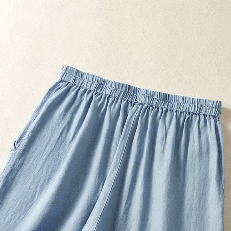 Buddha Stones Spring Summer Casual Minimalist Solid Capri Pants Women's Straight Leg Pants With Pockets - image 3