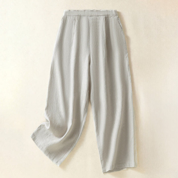 Buddha Stones Spring Summer Casual Minimalist Solid Capri Pants Women's Straight Leg Pants With Pockets - Beige - US8-10, UK/AU12-14, EU40-42 (2XL) - image 24
