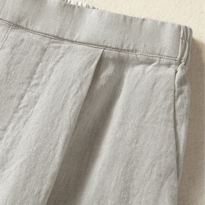 Buddha Stones Spring Summer Casual Minimalist Solid Capri Pants Women's Straight Leg Pants With Pockets - image 31
