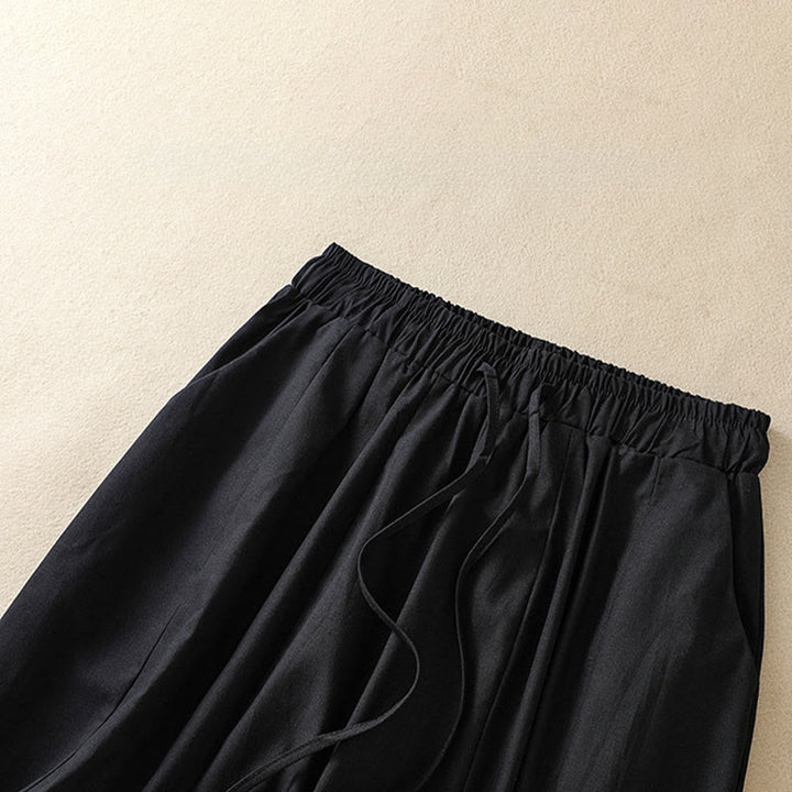 Buddha Stones Summer Casual Minimalist Drawstring Solid Women's Cropped Pants With Pockets - image 4