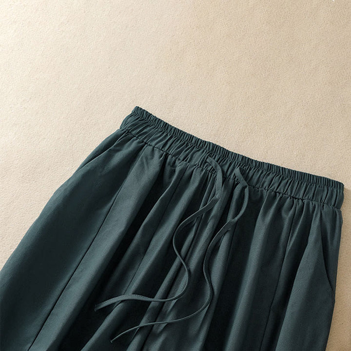 Buddha Stones Summer Casual Minimalist Drawstring Solid Women's Cropped Pants With Pockets - image 19