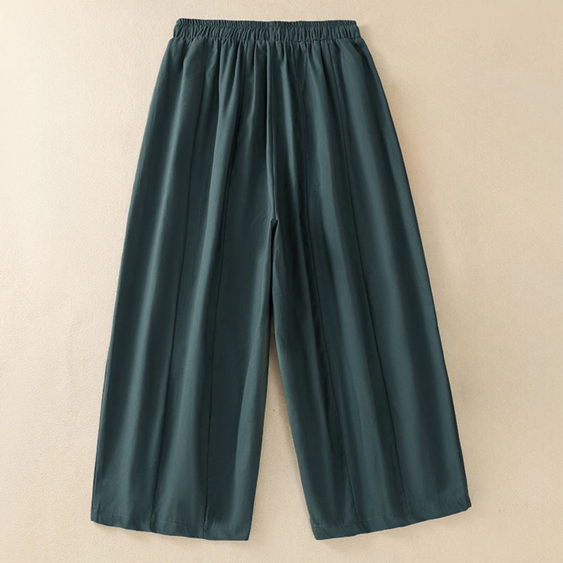 Buddha Stones Summer Casual Minimalist Drawstring Solid Women's Cropped Pants With Pockets - image 18