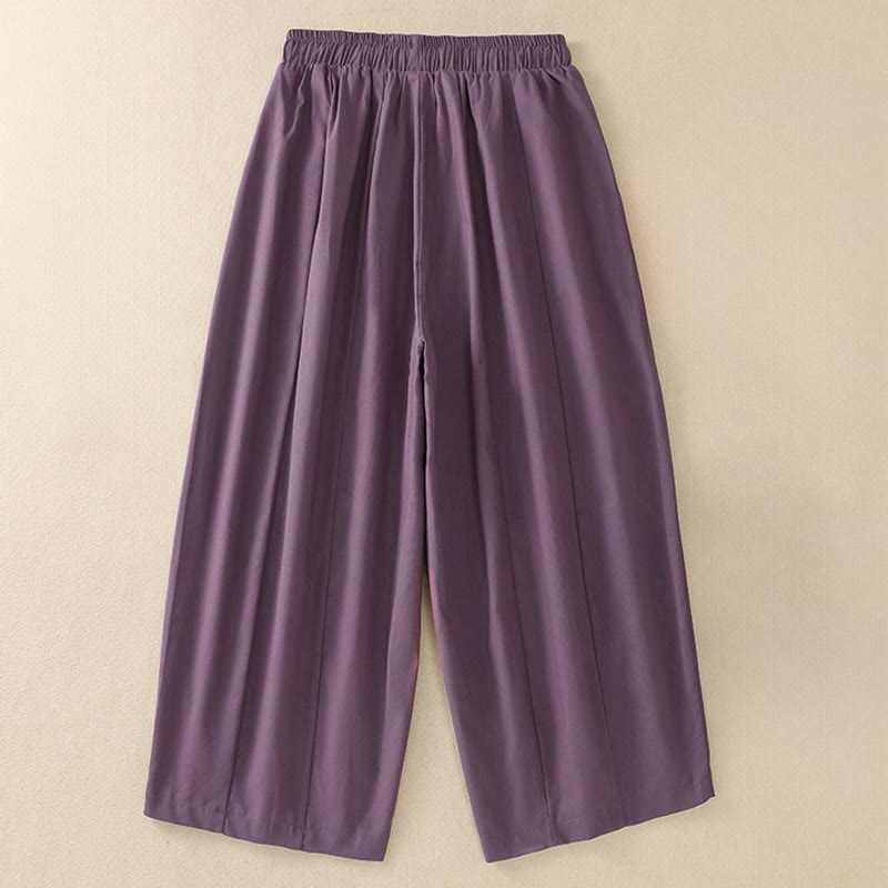 Buddha Stones Summer Casual Minimalist Drawstring Solid Women's Cropped Pants With Pockets - image 10