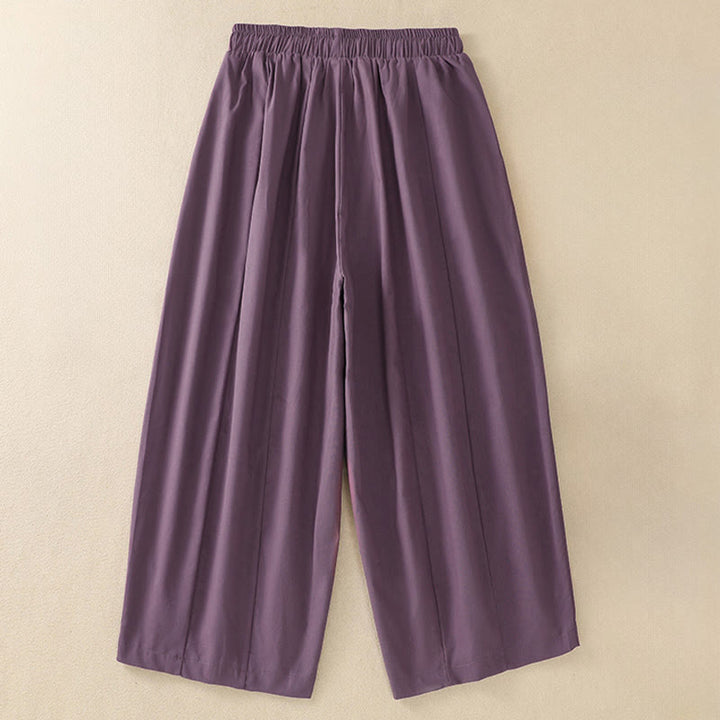 Buddha Stones Summer Casual Minimalist Drawstring Solid Women's Cropped Pants With Pockets - image 10