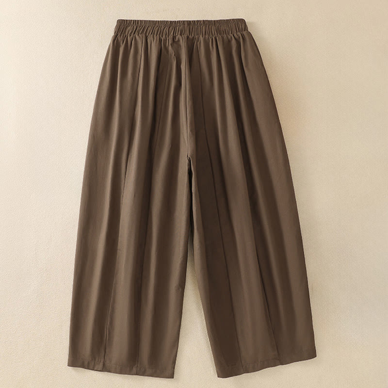 Buddha Stones Summer Casual Minimalist Drawstring Solid Women's Cropped Pants With Pockets - image 1