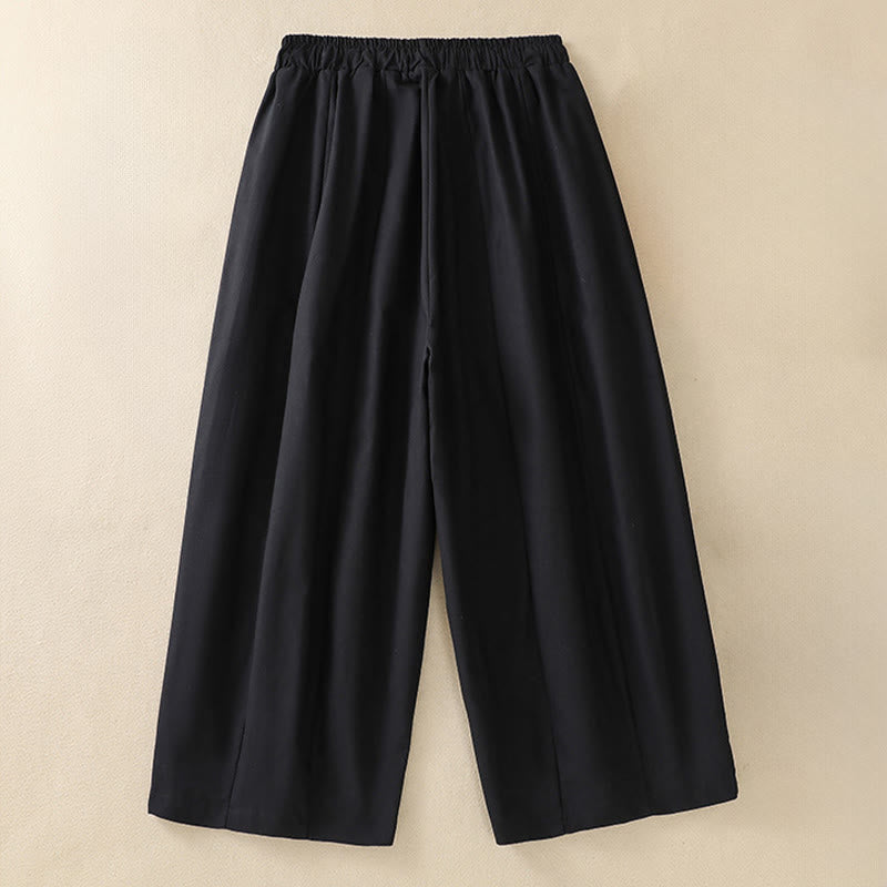 Buddha Stones Summer Casual Minimalist Drawstring Solid Women's Cropped Pants With Pockets - image 3