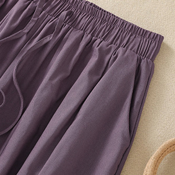 Buddha Stones Summer Casual Minimalist Drawstring Solid Women's Cropped Pants With Pockets - image 12