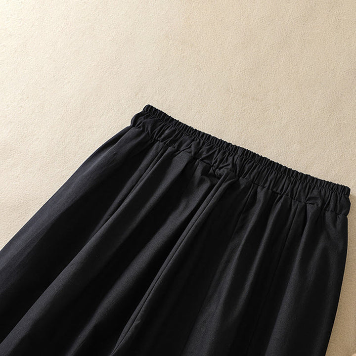 Buddha Stones Summer Casual Minimalist Drawstring Solid Women's Cropped Pants With Pockets - image 5