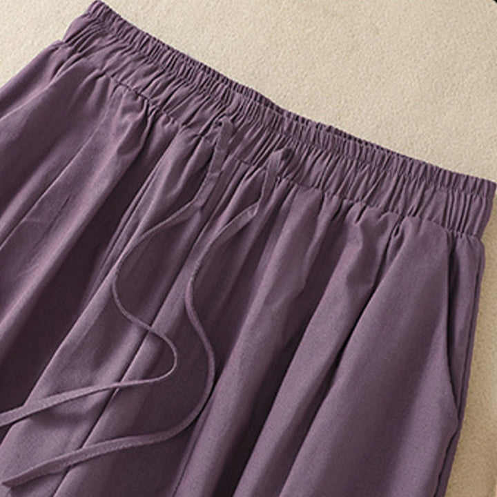 Buddha Stones Summer Casual Minimalist Drawstring Solid Women's Cropped Pants With Pockets - image 11