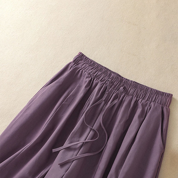Buddha Stones Summer Casual Minimalist Drawstring Solid Women's Cropped Pants With Pockets - image 13