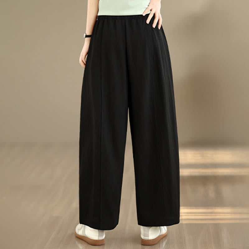 Buddha Stones Summer Casual Drawstring Solid Cropped Pants Women's Wide Leg Pants With Pockets - image 10
