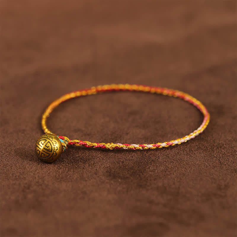 Buddha Stones Hand-woven Colorful String Bell Balance Braided Bracelet - Red - 7.9 in (20 cm) - image 4