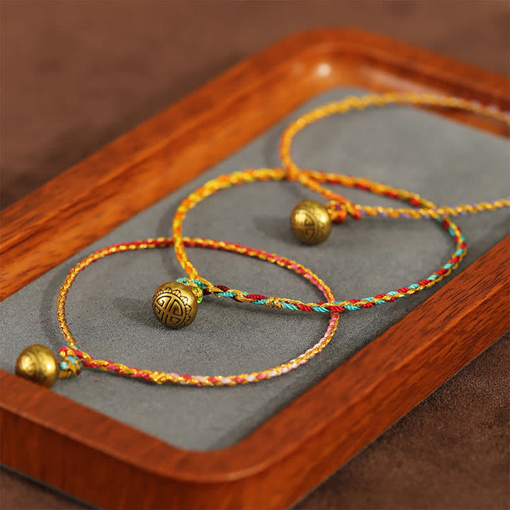 Buddha Stones Hand-woven Colorful String Bell Balance Braided Bracelet - image 9