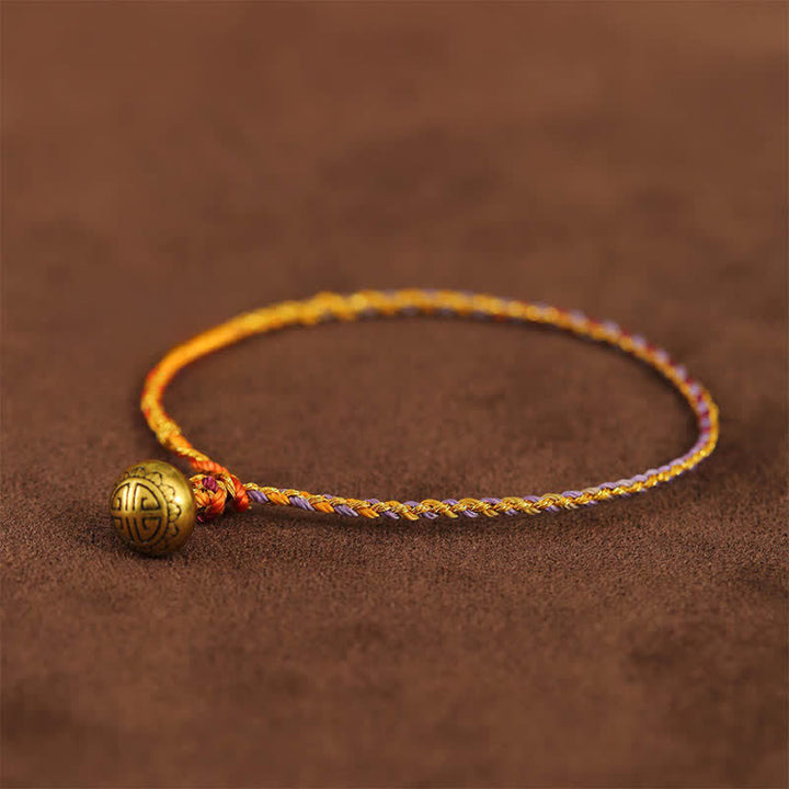 Buddha Stones Hand-woven Colorful String Bell Balance Braided Bracelet - Purple - 7.9 in (20 cm) - image 1