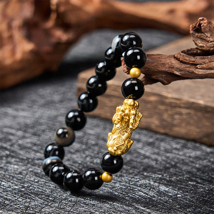Buddha Stones PiXiu Brown Striped Agate Wealth Bracelet - image 3