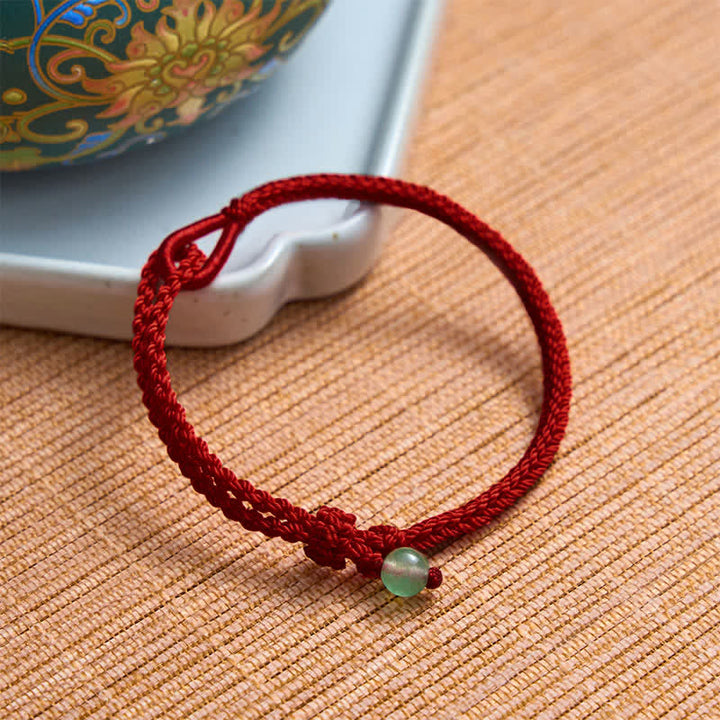 Buddha Stones Green Aventurine Red String Balance Bracelet - Green Aventurine - Dark Red String - 19–20 cm - image 7