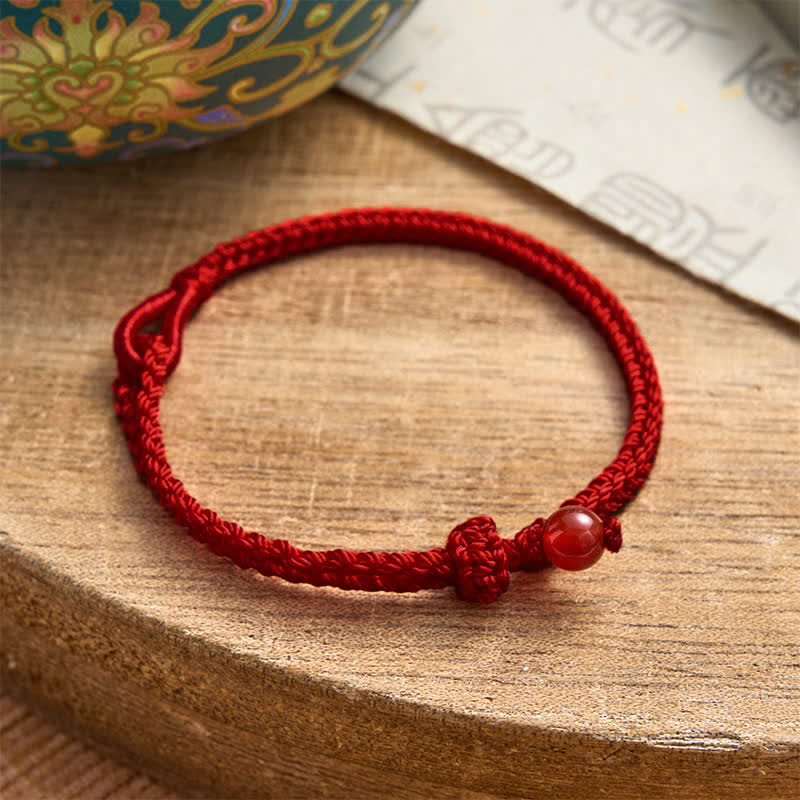 Buddha Stones Green Aventurine Red String Balance Bracelet - Red Agate - Dark Red String - image 25