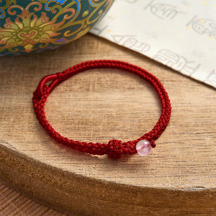 Buddha Stones Green Aventurine Red String Balance Bracelet - Rose Quartz - Dark Red String - image 16