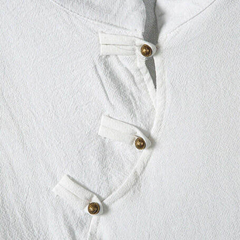 Buddha Stones Summer Tang Style Casual Frog Button Bamboo Men's Short Sleeve Shirts - image 5