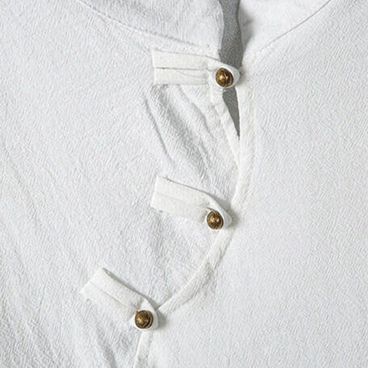 Buddha Stones Summer Tang Style Casual Frog Button Bamboo Men's Short Sleeve Shirts - image 5