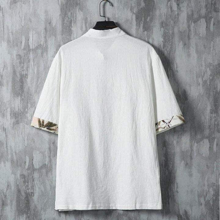 Buddha Stones Summer Tang Style Casual Frog Button Bamboo Men's Short Sleeve Shirts - image 3