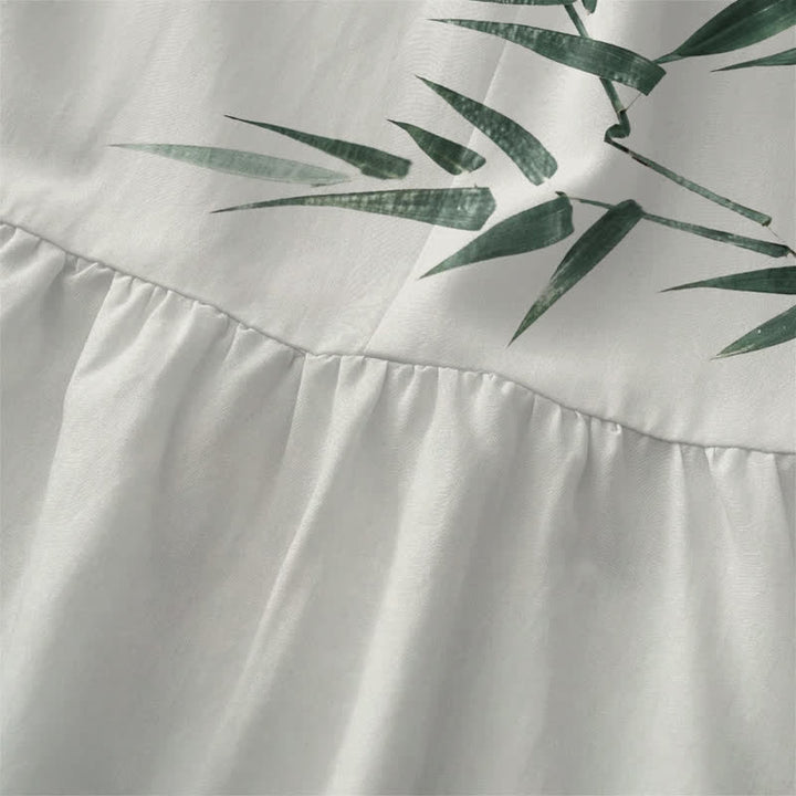 Buddha Stones Summer Casual Bamboo Bird Pattern Women's Summer Sleeveless Midi Dress With Pockets - image 1