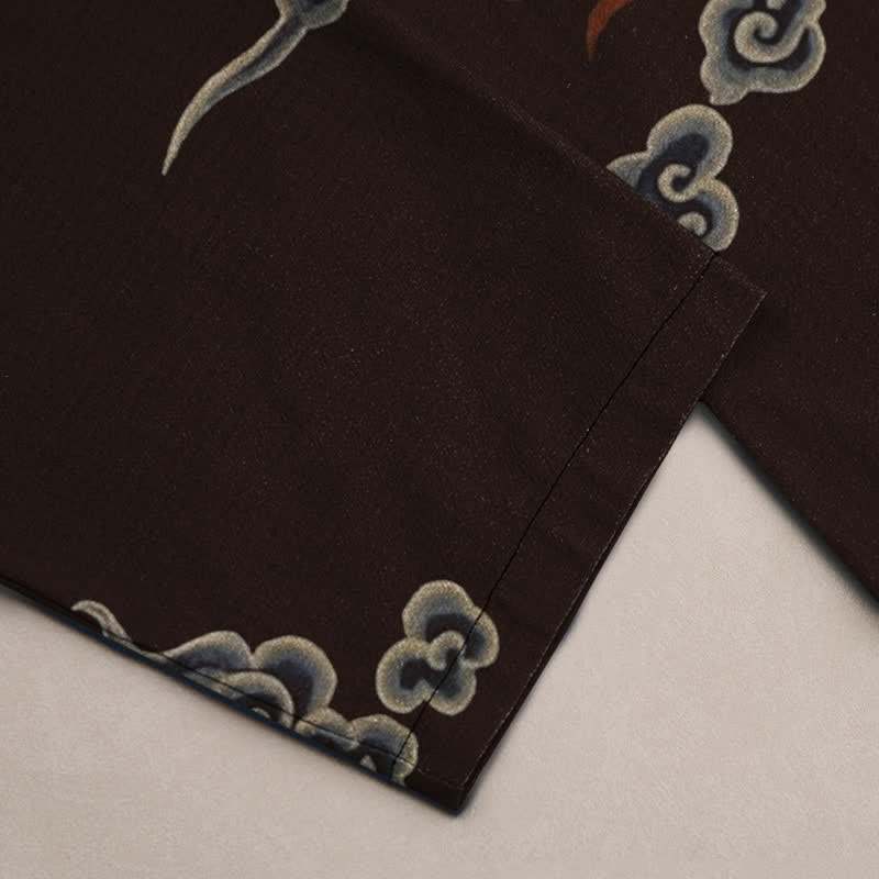 Buddha Stones Cotton Dragon Cloud Pattern Men's Tapered Pants With Pockets - image 3