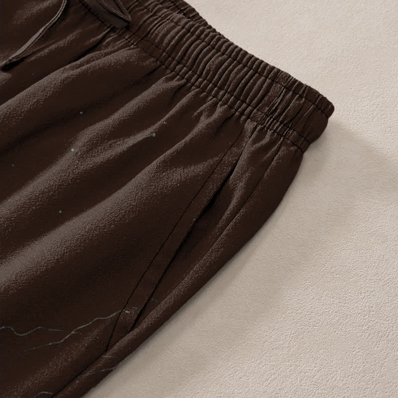 Buddha Stones Cotton Branch Pattern Men's Tapered Pants With Pockets - image 2