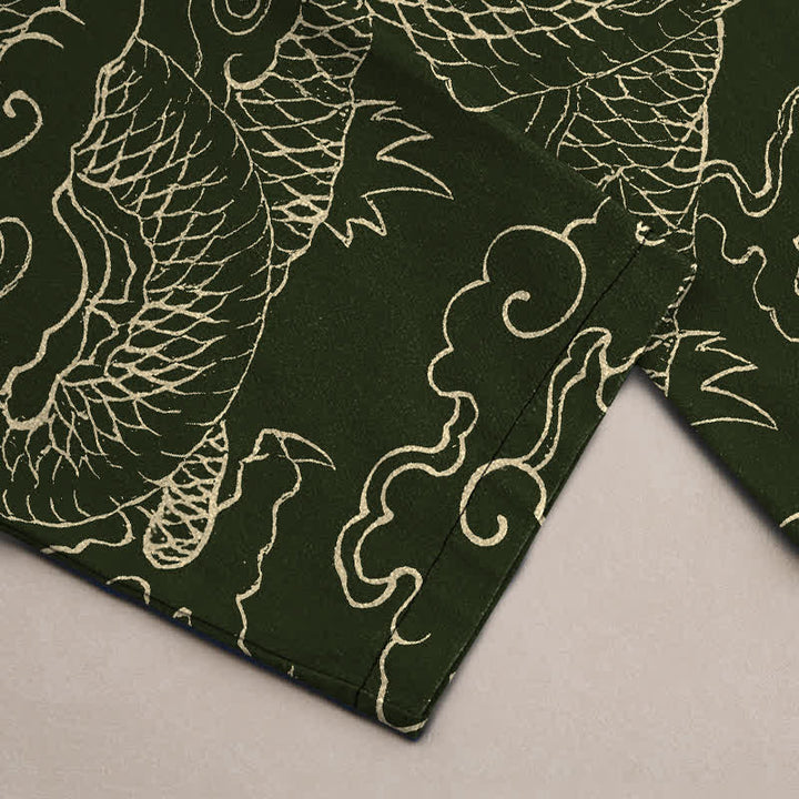 Buddha Stones Cotton Flying Dragon Chasing The Sun Pattern Men's Tapered Pants With Pockets - image 3