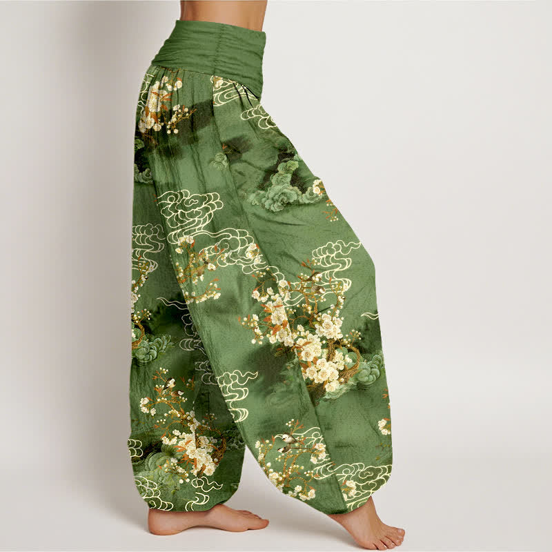 Buddha Stones Pure Cotton Floral Cloud Pattern Women's Elastic Waist Harem Pants - image 6