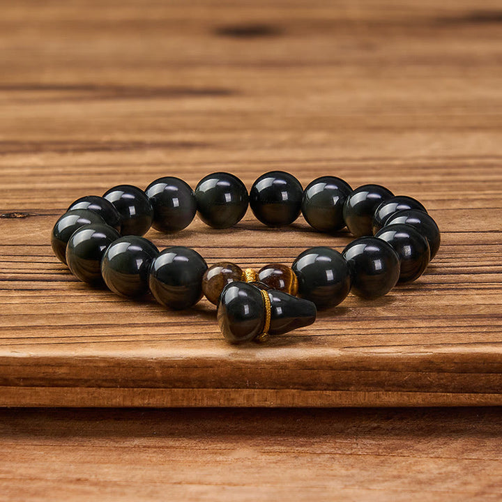 Buddha Stones Rainbow Obsidian Gourd Protection Vintage Chinese Bracelet - image 17