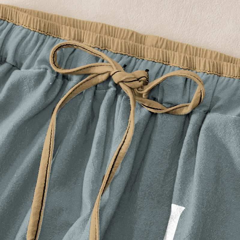 Buddha Stones Pure Cotton Love OM Pattern Women's Elastic Waist Pants With Pockets - image 1