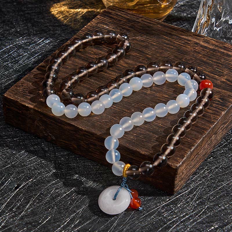 Buddha Stones Ice Obsidian And White Chalcedony Peace Buckle Serenity Multi Wrap Bracelet - image 3