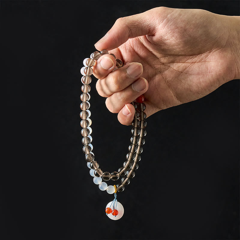 Buddha Stones Ice Obsidian And White Chalcedony Peace Buckle Serenity Multi Wrap Bracelet - image 8