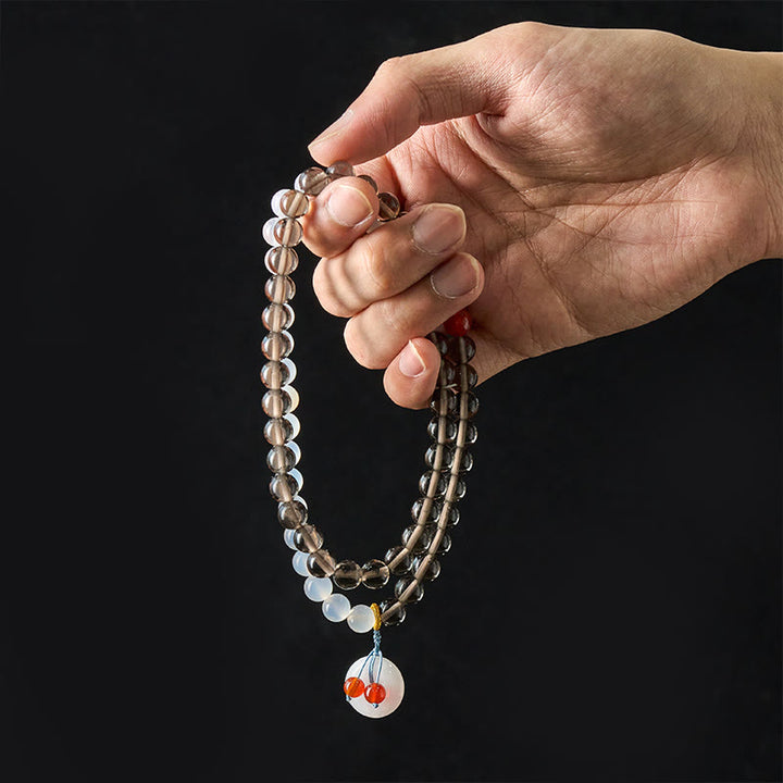 Buddha Stones Ice Obsidian And White Chalcedony Peace Buckle Serenity Multi Wrap Bracelet - image 8