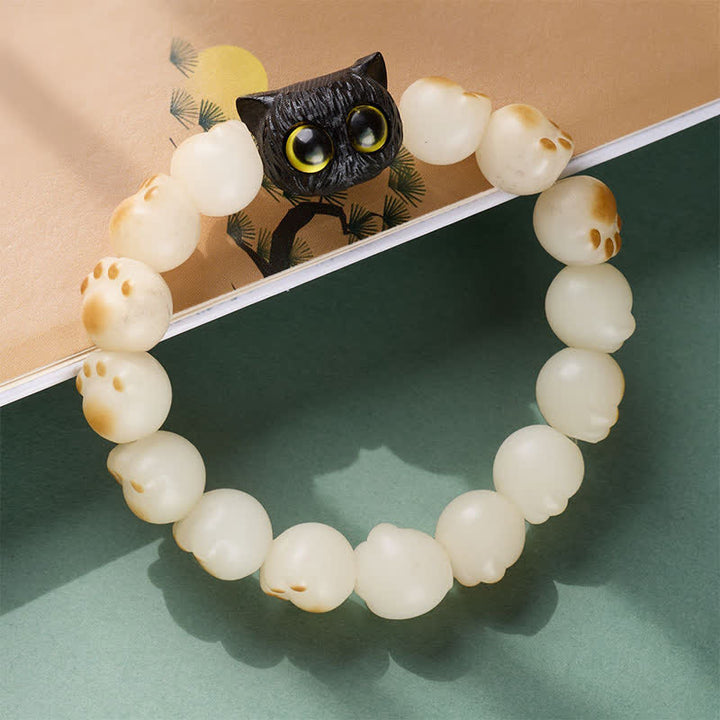 Buddha Stones Bodhi Seed Ebony Wood Cat Paw Purity Wisdom Bracelet - image 2
