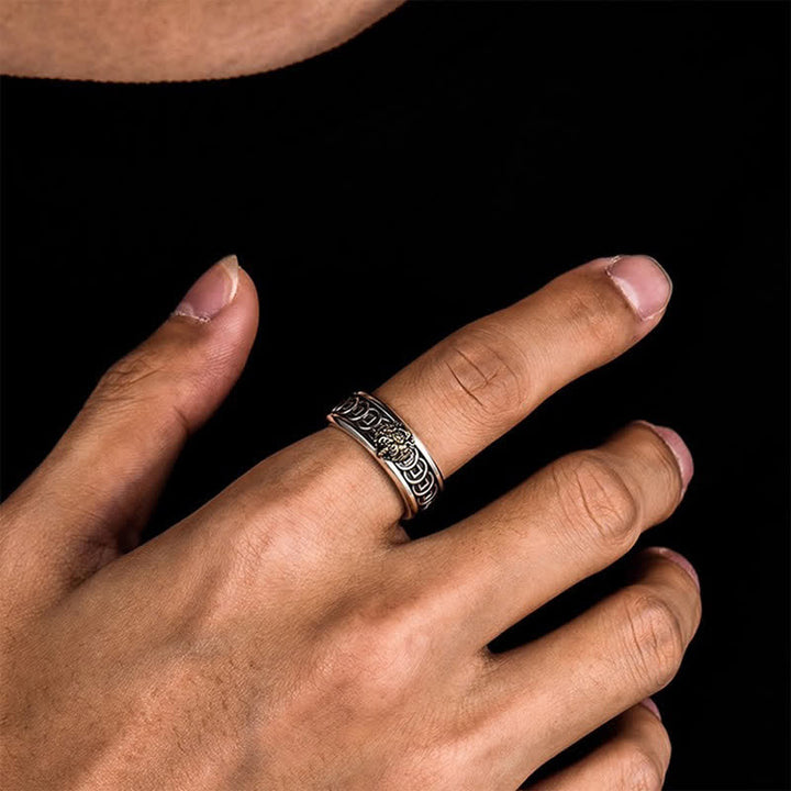 Buddha Stones Tibetan Copper Plated With Silver Yellow Jambhala Protection Ring - image 7