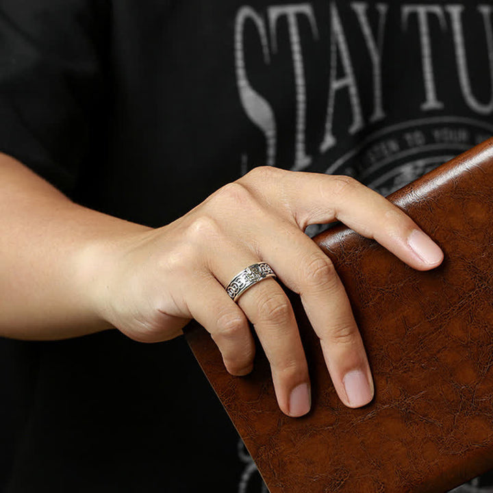 Buddha Stones Tibetan Copper Plated With Silver Yellow Jambhala Protection Ring - image 8