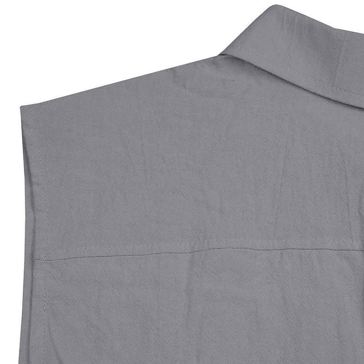 Buddha Stones Summer Casual Minimalist Button-Up Solid Men's Sleeveless Shirts - image 26