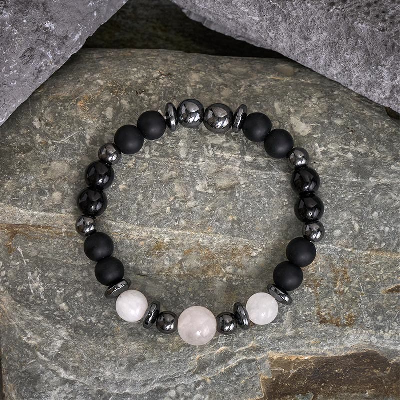 Buddha Stones Hematite Black Beads Support Bracelet - Hematite(Wrist Circumference 15-16cm) - image 0