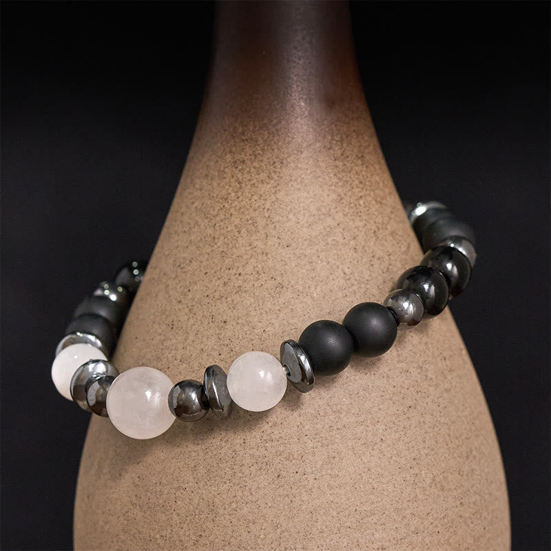 Buddha Stones Hematite Black Beads Support Bracelet - image 1