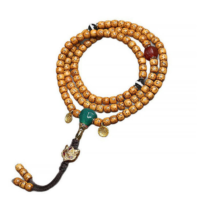 Buddha Stones Star Moon Bodhi Seed Fox Gourd Wisdom Tibetan Handmade 108 Bead Mala - image 1