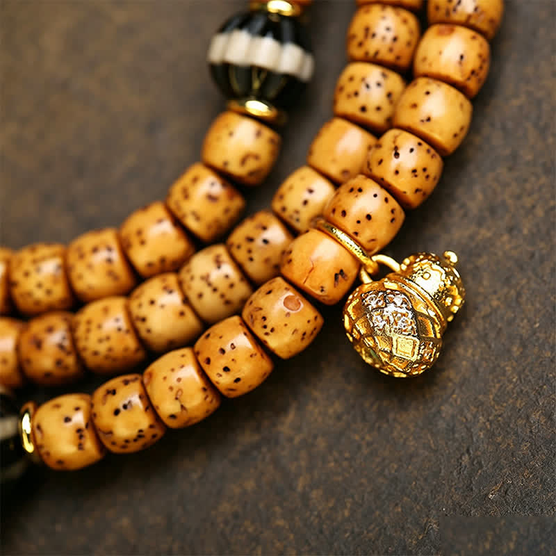 Buddha Stones Star Moon Bodhi Seed Fox Gourd Wisdom Tibetan Handmade 108 Bead Mala - image 3