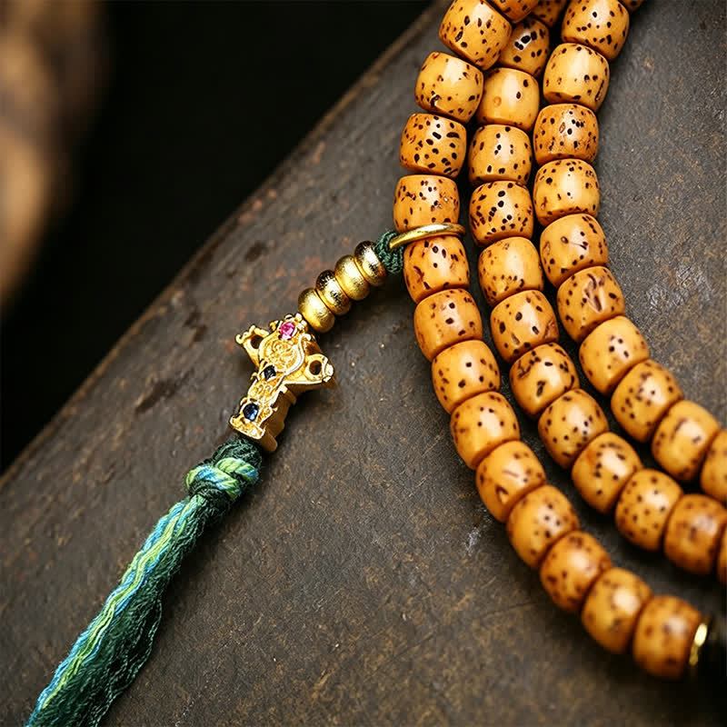 Buddha Stones Star Moon Bodhi Seed Fox Gourd Wisdom Tibetan Handmade 108 Bead Mala - image 8
