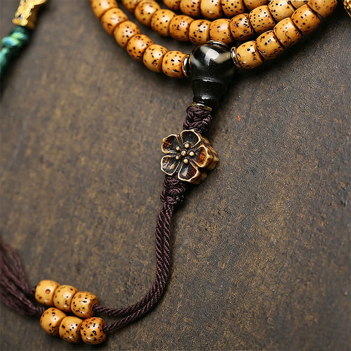 Buddha Stones Star Moon Bodhi Seed Fox Gourd Wisdom Tibetan Handmade 108 Bead Mala - image 7