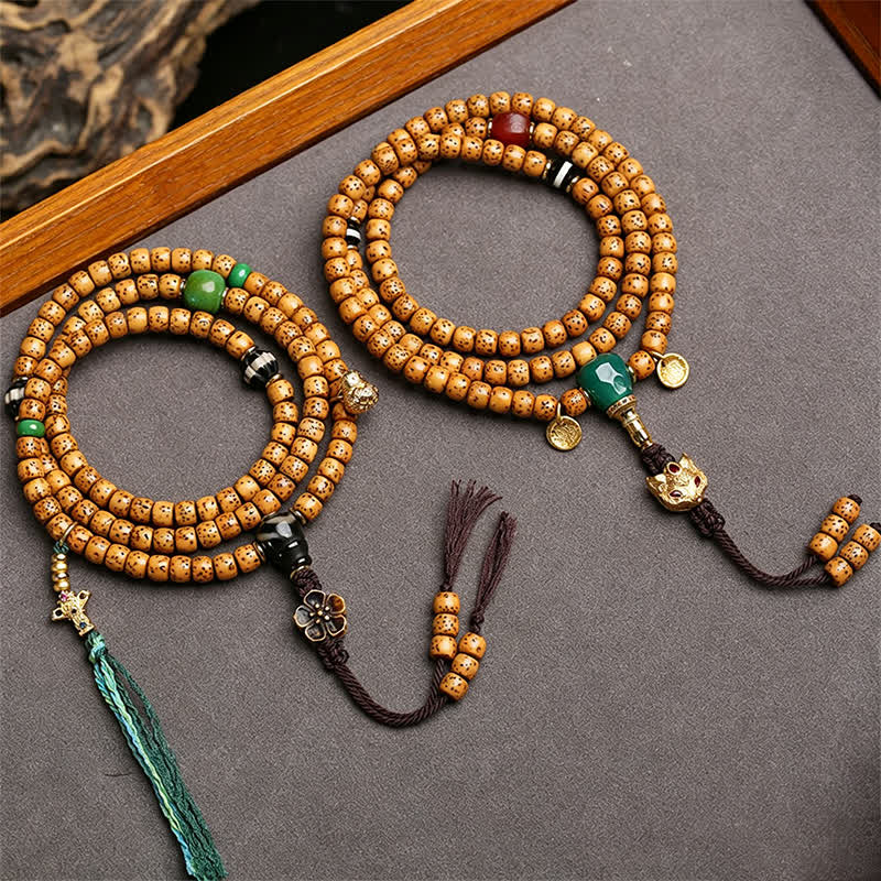 Buddha Stones Star Moon Bodhi Seed Fox Gourd Wisdom Tibetan Handmade 108 Bead Mala - image 4